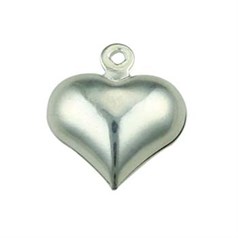 Puff Heart 12mm Charm Silver Plated