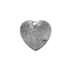Scratch Heart Stamping Novelty Charm Pendant Dropper 14mm with 1mm Hole Silver Plated