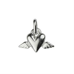 Heart with Wings Charm Pendant   Sterling Silver (STS)