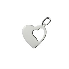 Cut Out Heart in Heart Charm Pendant Sterling Silver (STS)