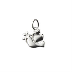 Dove of Peace Charm Pendant 11x8mm Sterling Silver (STS)