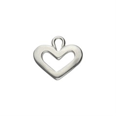 Open Heart Charm Pendant with Loop ECO Sterling Silver