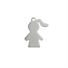 Girl Shape Charm/Tag with Loop  16mm Sterling Silver
