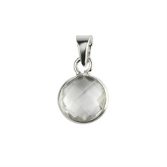 11mm Crystal Facet Charm Pendant with Bail Sterling Silver (STS)