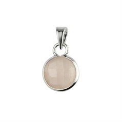 11mm Rose Quartz Facet Charm Pendant with Bail Sterling Silver (STS)