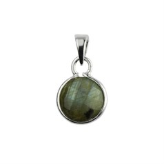11mm Labradorite Facet Charm Pendant with Bail Sterling Silver (STS)