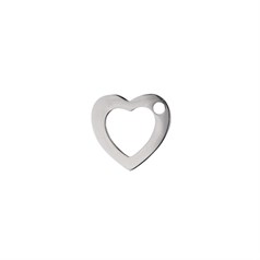 Open Heart Charm Pendant 15mm w/2mm Offset Hole STS