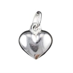 Puffed Heart Shape Charm Pendant (12mm) Sterling Silver (STS)