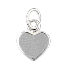 Flat Heart Shape Charm Pendant (7mm) Sterling Silver