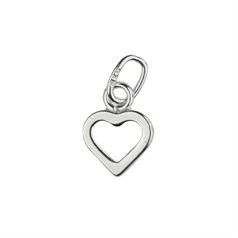 Open Heart Shape Charm Pendant (7mm) Sterling Silver (STS)