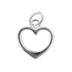 Open Heart Shape Charm Pendant (10mm) Sterling Silver (STS)