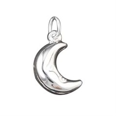 Crescent Moon with Face Shape Charm  (14mm) Sterling Silver (STS)