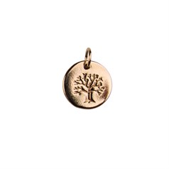 Tree of Life Charm Pendant Disc 12mm Rose Gold Plated