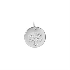 Tree of Life Charm Pendant Disc 12mm Sterling Silver (STS)