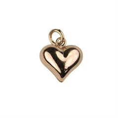 Puffed Heart Charm Pendant w/Loop 11x12mm Rose Gold Plated