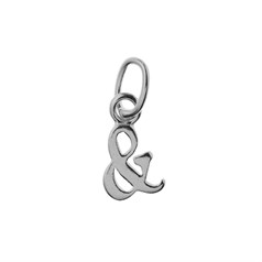 Ampersand Symbol  '&' Charm Pendant 9x5mm Sterling Silver (STS)