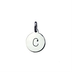 12mm Disc Charm Pendant with Lowercase Initial c Sterling Silver (STS)