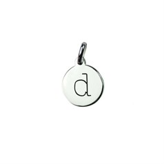 12mm Disc Charm Pendant with Lowercase Initial d Sterling Silver (STS)