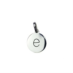 12mm Disc Charm Pendant with Lowercase Initial e Sterling Silver (STS)