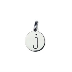 12mm Disc Charm Pendant with Lowercase Initial j Sterling Silver (STS)