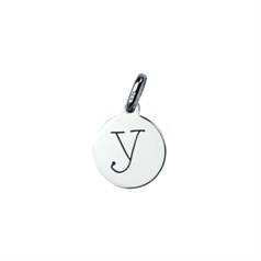 12mm Disc Charm Pendant with Lowercase Initial y Sterling Silver (STS)