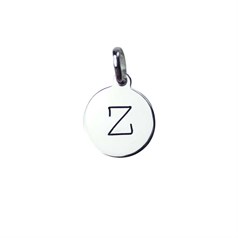 12mm Disc Charm Pendant with Lowercase Initial z Sterling Silver (STS)