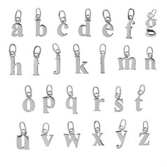 Lowercase Alphabet Letters a-z Charm Pendant Set Sterling Silver (STS)