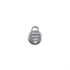 Handmade with Love Disc Charm Pendant 7mm  Sterling Silver (STS)
