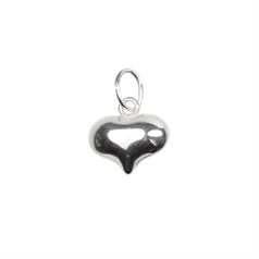 Puff Heart Charm Pendant (9x11mm) Sterling Silver (STS)