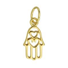 Hamsa Hand Charm Pendant 14x7mm Gold Plated Vermeil Sterling Silver (Extra Durable)