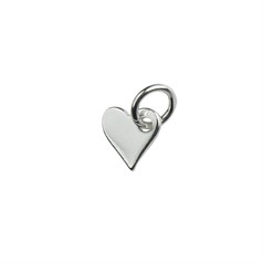 Flat offset Mini Heart  Charm Pendant 6mm Sterling Silver (STS)