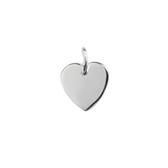 Heart Charm Tag 10mm with 1mm  Hole Sterling Silver (STS)