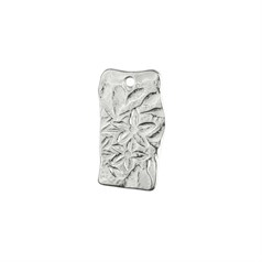 Floral Etched Rectangle Tag Charm Pendant 19x10mm Sterling Silver (STS)