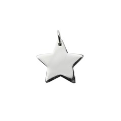 Flat Smooth Star Charm Pendant 14mm Sterling Silver (STS)