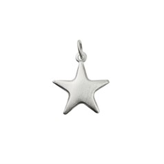 Frosted Star Charm Pendant 16mm  Sterling Silver (STS)