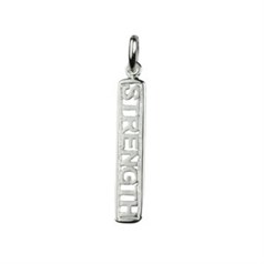Strength Word Charm Pendant 25x5mm Sterling Silver (STS)