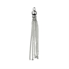 Curb Chain Tassel Charm Pendant 35mm Sterling Silver (STS)