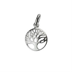 Classic Tree of Life Disc Charm Pendant 11mm Sterling Silver (STS)