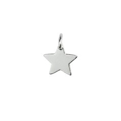 Flat Smooth Star Charm Pendant 10mm Sterling Silver (STS)