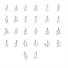 Mini Script Alphabet Letter A-Z Charm Pendant Set Sterling Silver (STS)