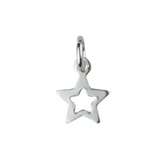 Mini Open Star Shape Charm with Loop 6mm Sterling Silver (STS)