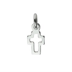 Mini Open Cross Shape Charm with Loop 6x4mm Sterling Silver (STS)