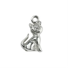 Tiny Cat Charm Pendant 9mm Sterling Silver (STS)