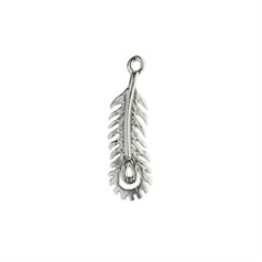 Peacock Feather Charm Pendant 20x6mm Sterling Silver (STS)