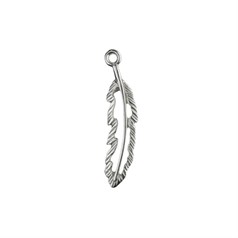 Filligree Feather Charm Pendant 22x6mm Sterling Silver (STS)