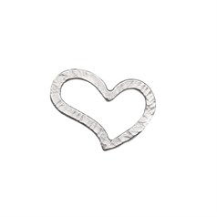 Open Offset Scratch Heart Charm Pendant 11x15mm ECO Sterling Silver