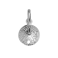 Sand Dollar Disc Charm Pendant 12mm Sterling Silver