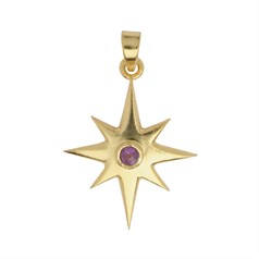 Celestial Star Pendant with 3mm Amethyst Gold Plated Vermeil Sterling Silver