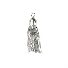 Box Chain Tassel Charm Pendant 29mm Sterling Silver (STS)