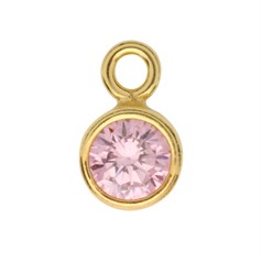 Alexandrite 4mm CZ Crystal in 5mm Gold Plated  Sterling Silver Vermeil Charm - Birthstone June